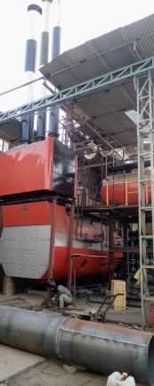 High-capacity industrial boiler installation site overview