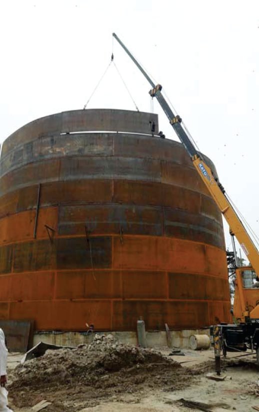 3600-ton raw water storage tank fabrication and erection at Hadeed Pakistan