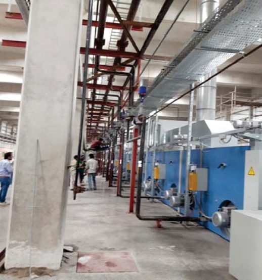 Process piping for sizing and sanforizing machines