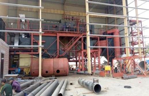 Steel structure, railings and walkway erection around the boiler