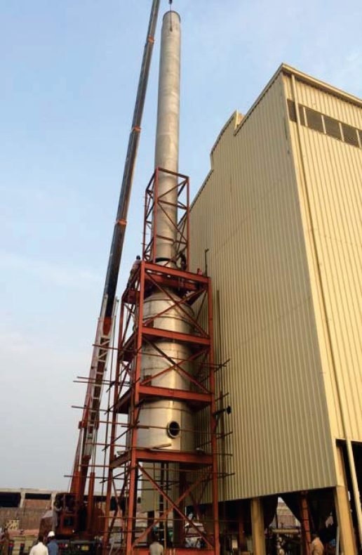 Flue gas ducting and chimney fabrication with steel supports