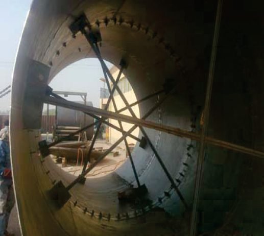 Heavy plate fuel tank fabrication in progress
