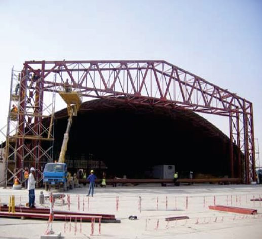 Aircraft hangar door steel structure fabrication for ANAAC Kabul Afghanistan