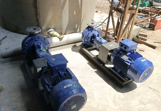 Heavy-duty water pump station installed and calibrated for the industrial utility system at Sarena Textile Industries.