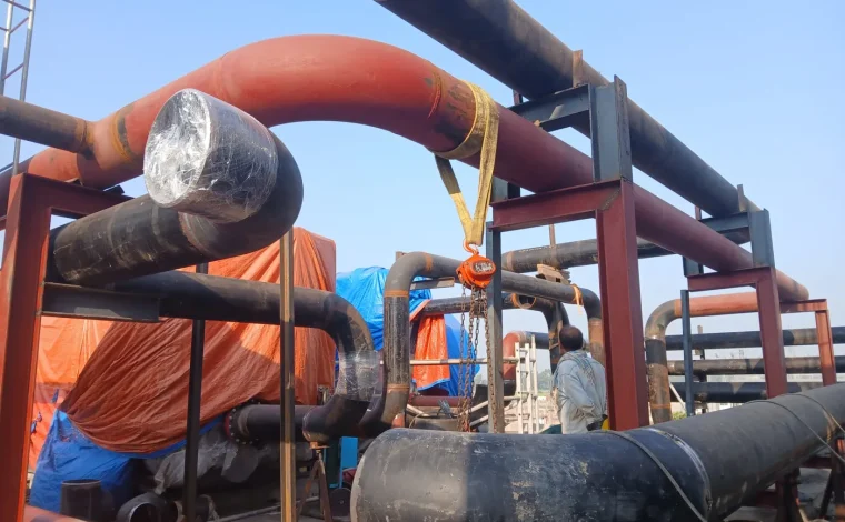 Large diameter utility pipeline fabrication and erection by MHN Engineering at Poly Pack BOPP plant
